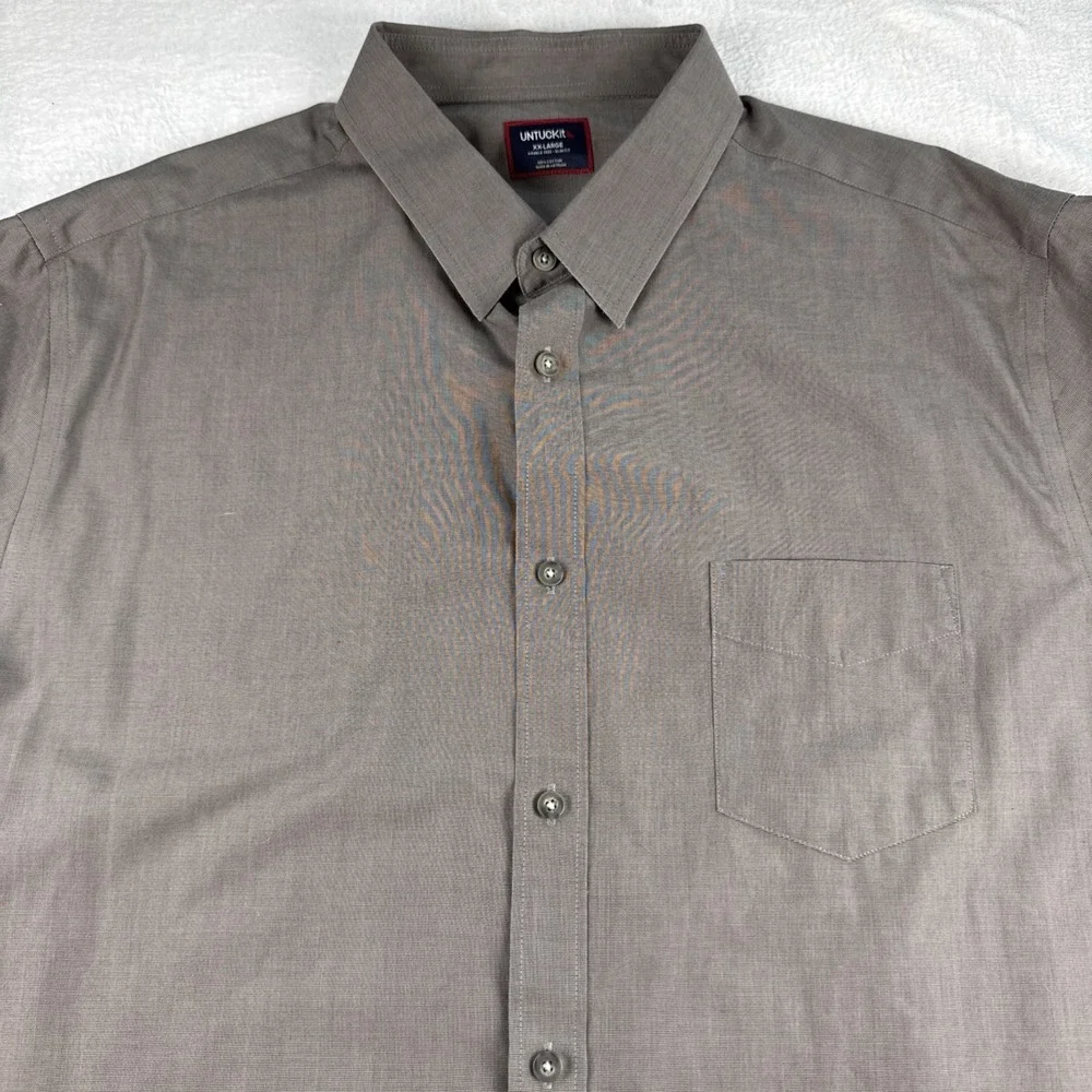 Untuckit Slim Fit Wrinkle Free Mens XXL Solid Gray‎ Button Up Long Sleeve